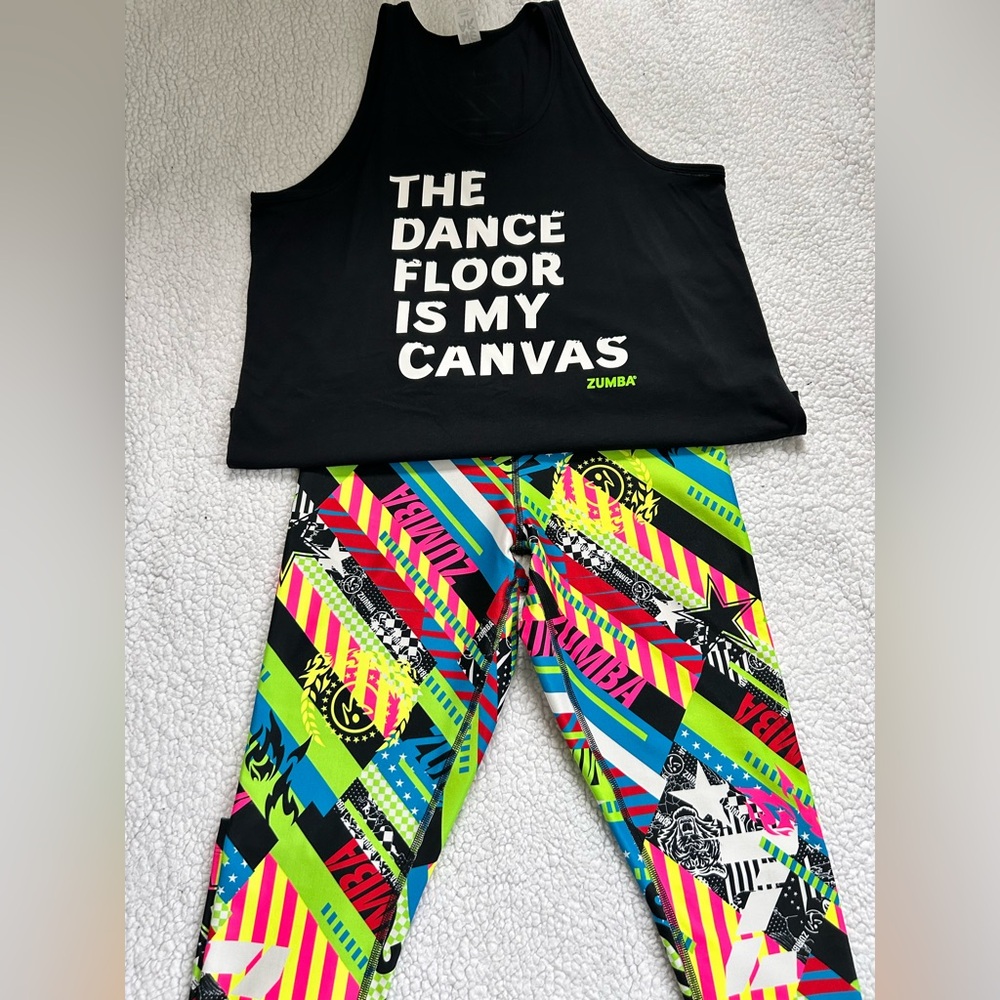 Matching set! Bright and colorful, Zumba leggings and matching tank top